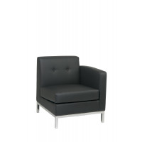 OSP Home Furnishings WST51RF-B18 Wall Street Single Armchair RAF. Black Faux Leather.